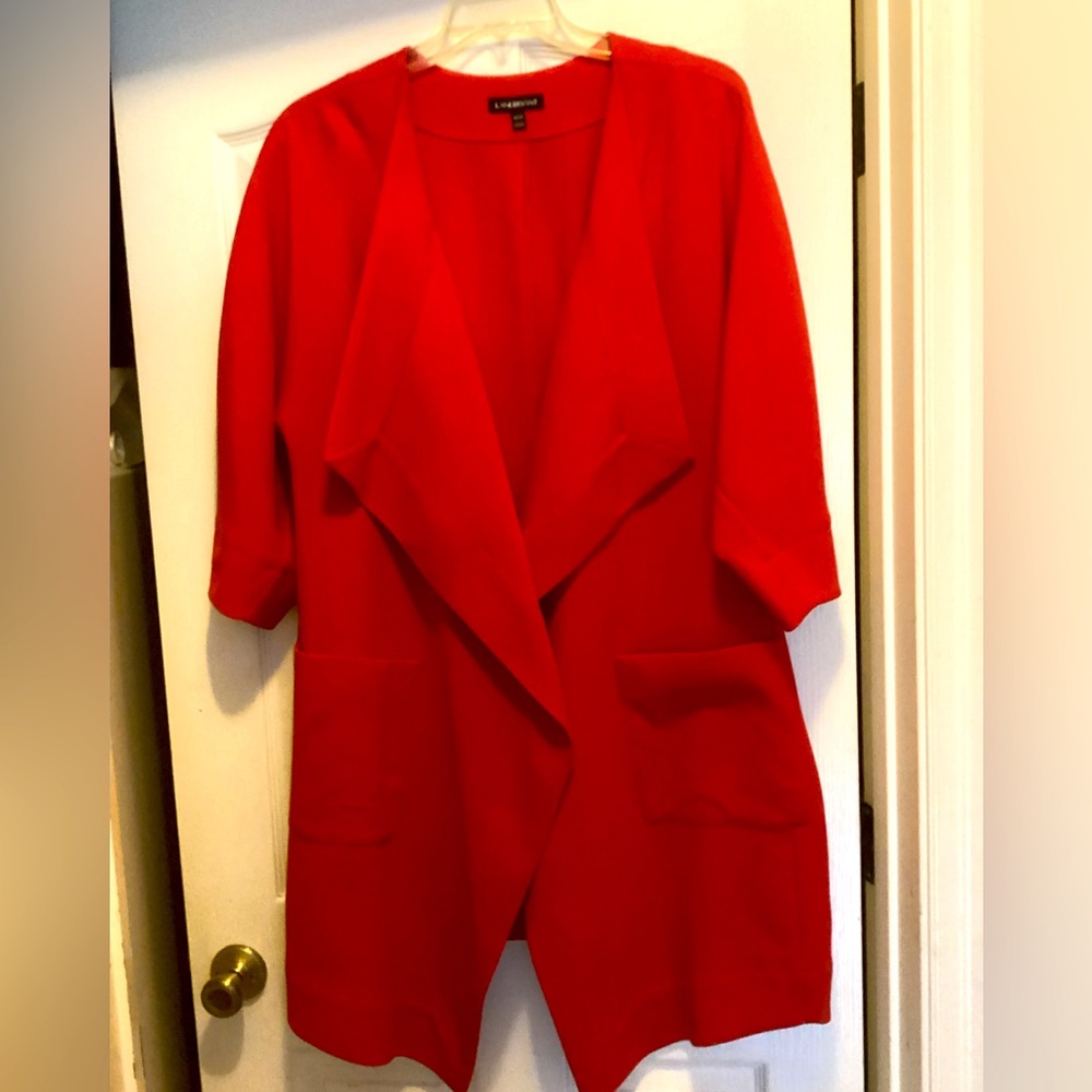 LANE BRYANT Vibrant open-front car coat EUC